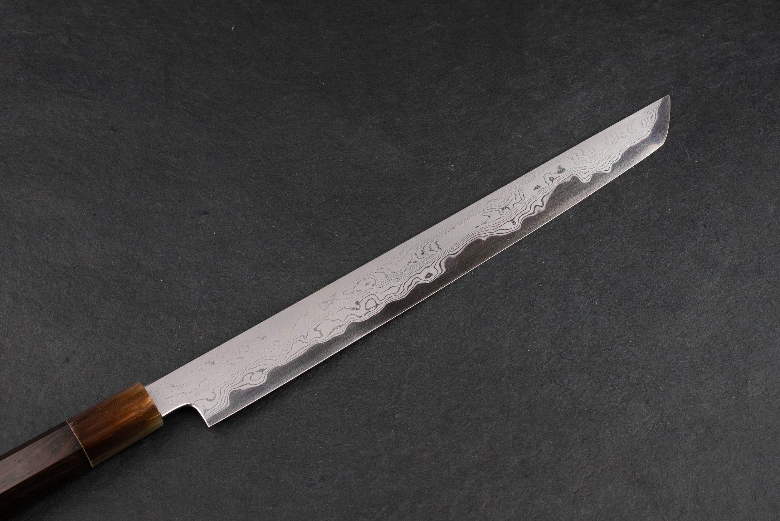 Premium Japanese Damascus Steel Sakimaru Sujihiki Knife 300mm - Satoshi Nakagawa x Naohito Myojin Aoichi Series - Perfect for Sushi, Sashimi & Meat Slicing