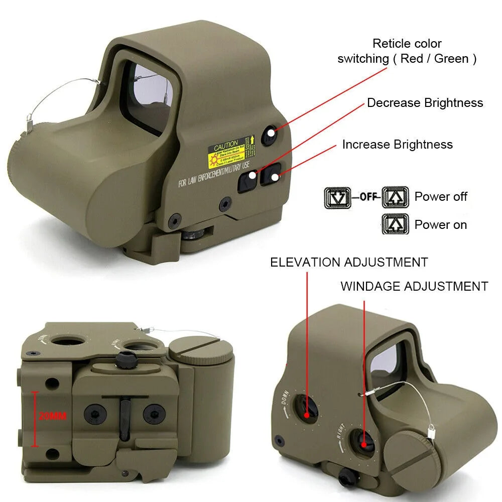 RIFLE Red Green Dot Sight Tactical 558 EXPS3-2 Holographic Hunting Scope | Clone Sniper Riflescope for Hunting, Shooting & Tactical Training | Perfect for AR-15, Shotguns & Airsoft Guns