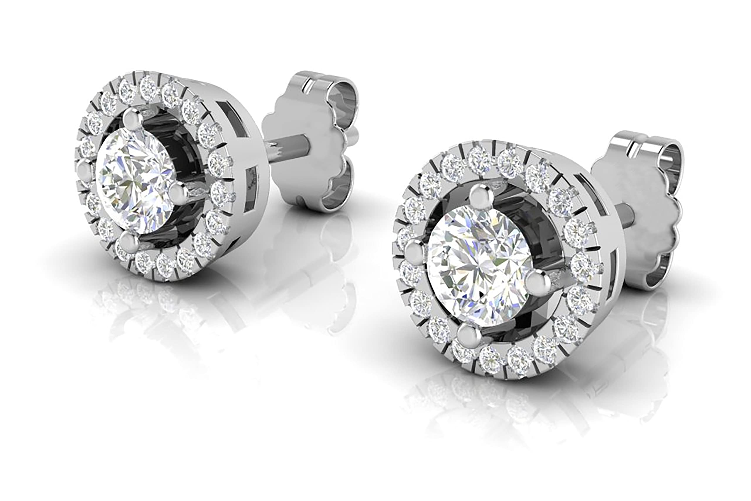 Hypoallergenic Sterling Silver Heart & Halo Stud Earrings for Women - Cubic Zirconia CZ Small Stud Earrings Set for Everyday Wear | Perfect Gift for Valentine's Day, Anniversary & Birthday