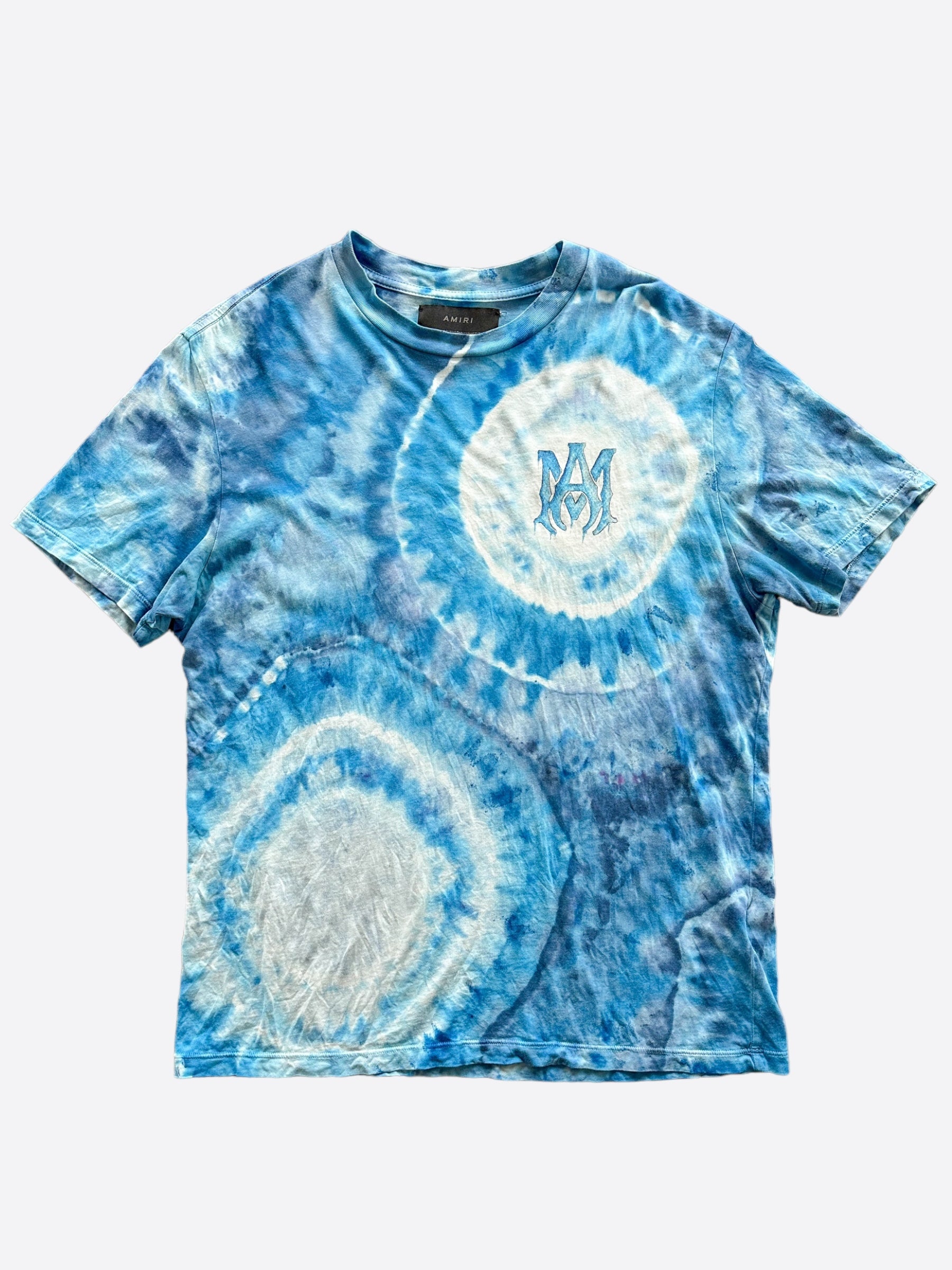 Amiri Blue Tie Dye Logo T-Shirt for Men - Stylish Graphic Tee for Casual Wear, Street Fashion & Summer Outfits