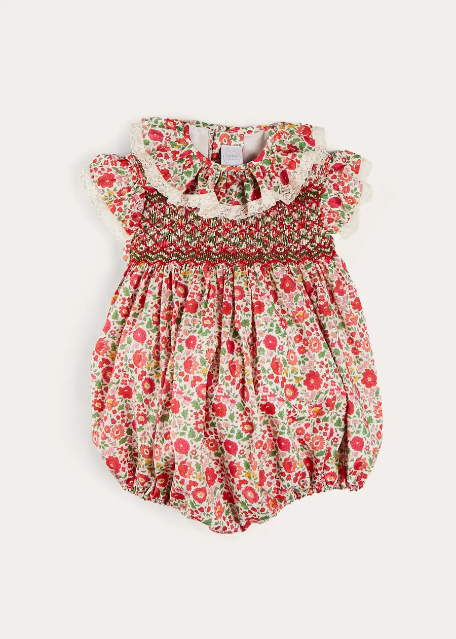 Margot Floral Romper in Red - Liberty Fabric Baby Jumpsuit (6m-2yrs) | Perfect for Spring Outfits, Photoshoots & Special Occasions