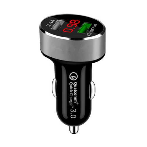Bakeey 18W QC3.0 Fast Car Charger with LED Display - Dual USB Port Charger for iPhone X/8/8 Plus, OnePlus 6, Xiaomi 6, Samsung S9 - Perfect for Road Trips & Daily Commute