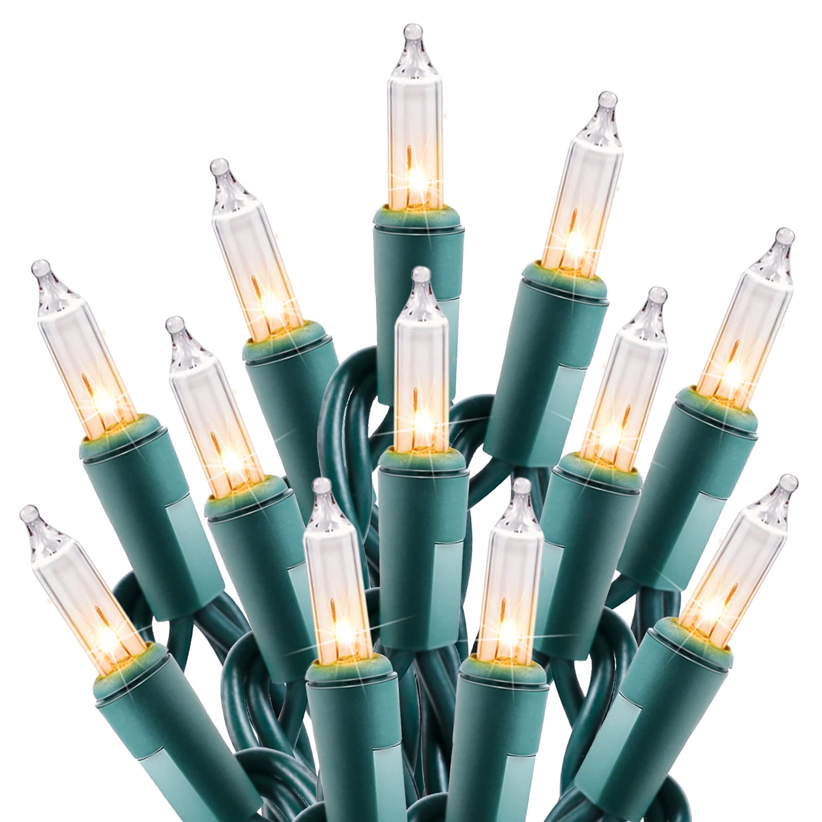 3 Pack Clear Christmas String Lights - 25 Feet 100 LED Warm White Mini Lights for Indoor Outdoor Holiday Decorations (Green Wire) | Perfect for Christmas Tree, Patio, Wreath, Garden, Wedding & Thanksgiving Party Decor