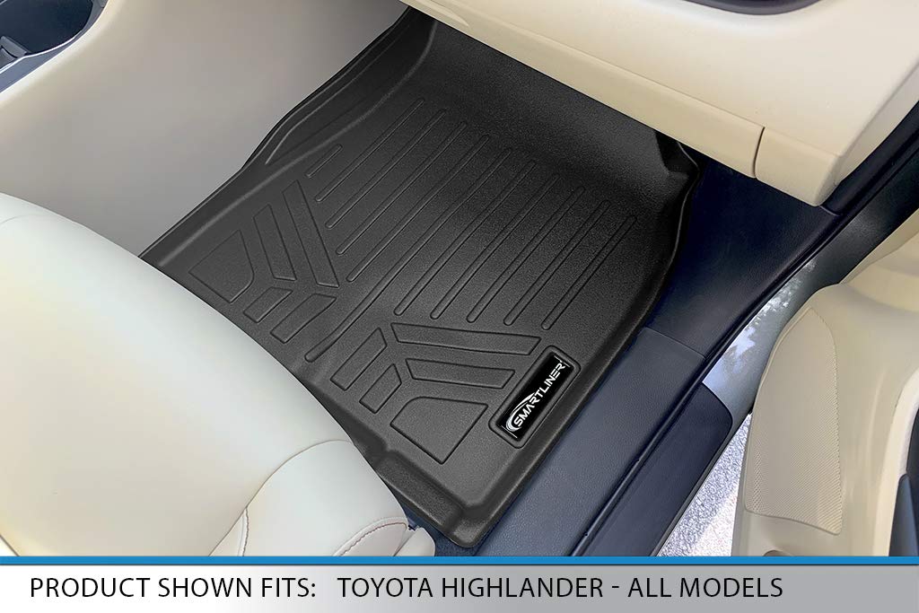 MAXLINER All-Weather Floor Mats 3 Row Set - Black Custom Fit for 2014-2019 Toyota Highlander with 2nd Row Bucket Seats (Excluding Hybrid Models) | Durable Car Floor Protection for SUVs, Family Road Trips & Off-Road Adventures
