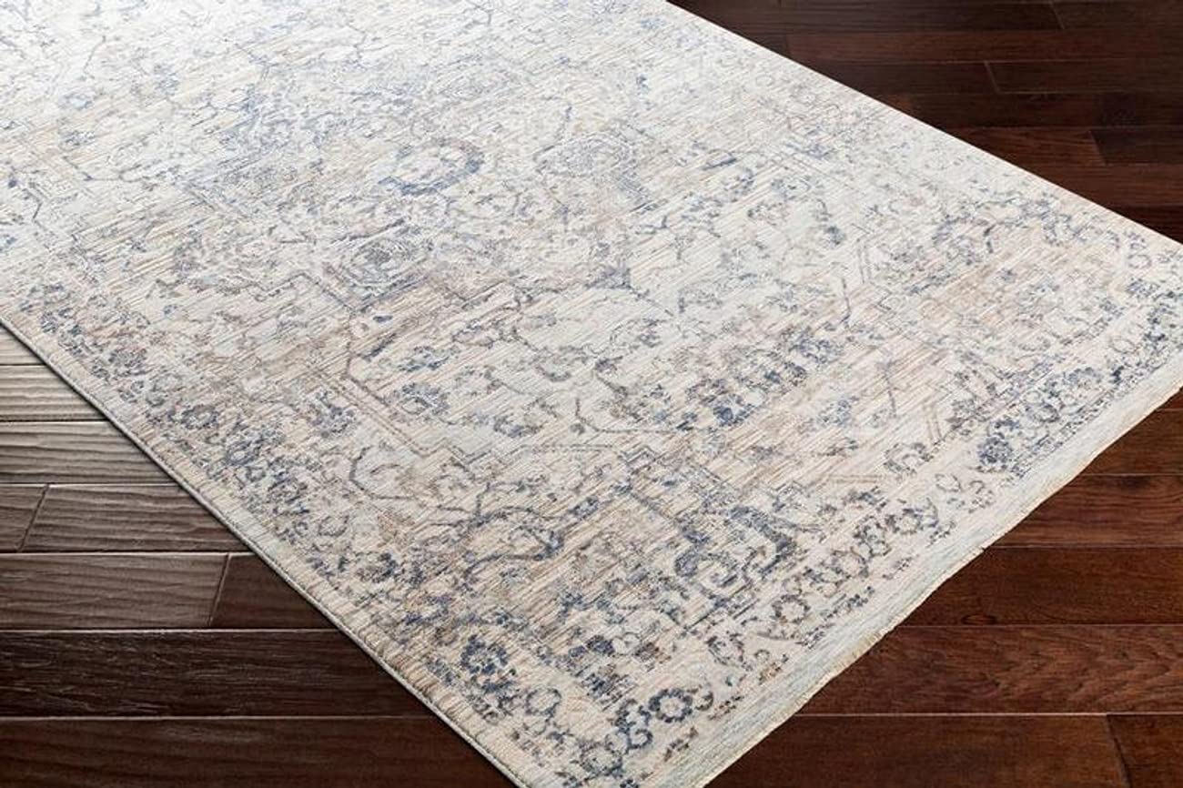 Mark&Day Annecy Traditional Navy Blue & White 9x13 Area Rug - Soft Non-Slip Living Room Carpet, Bedroom Rug, Kitchen Floor Mat (9' x 13'1