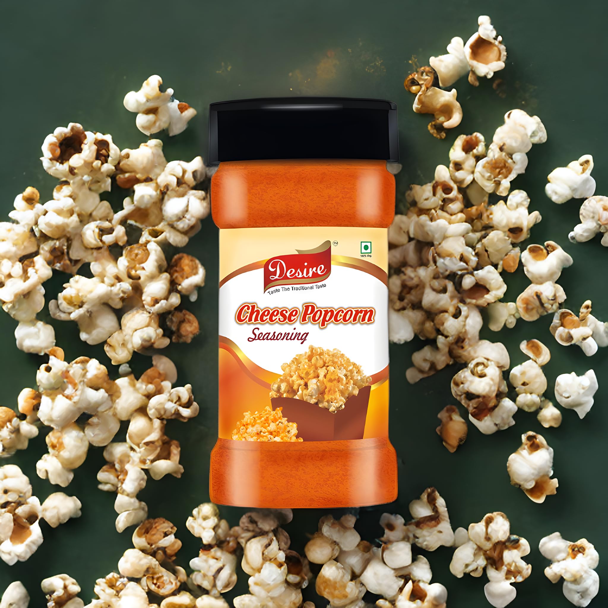 Desire Cheese Popcorn Seasoning Powder - 200g Bulk Cheese Powder for Popcorn, Nachos, Pasta, Pizza & Fries | Perfect for Movie Nights, Parties & Snack Time