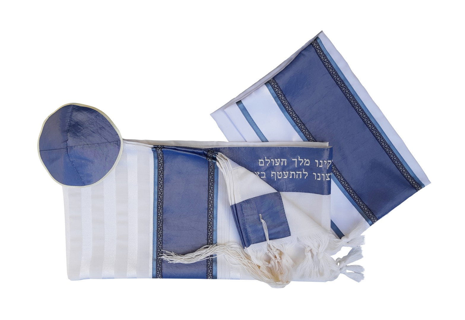 Modern Smoked Blue Embroidered Bar Mitzvah Tallit - Elegant Jewish Prayer Shawl for Men & Boys - Perfect for Synagogue Services, Coming of Age Ceremonies & Religious Celebrations