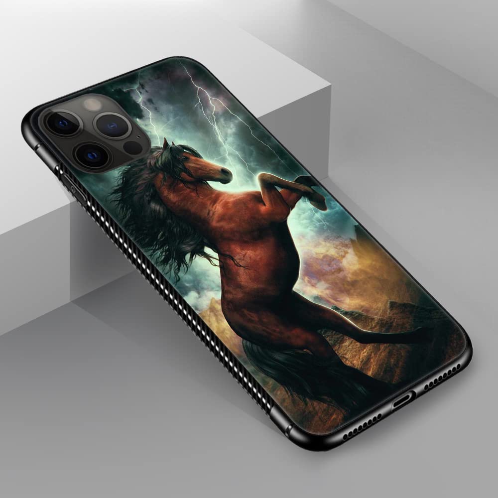 Premium iPhone 12 Pro Max Case with Unique Horse Pattern - Shockproof Hard PC Back & Anti-Slip TPU Bumper Protective Cover for Women (6.7 inch) - Perfect for Everyday Use, Work, and Outdoor Activities