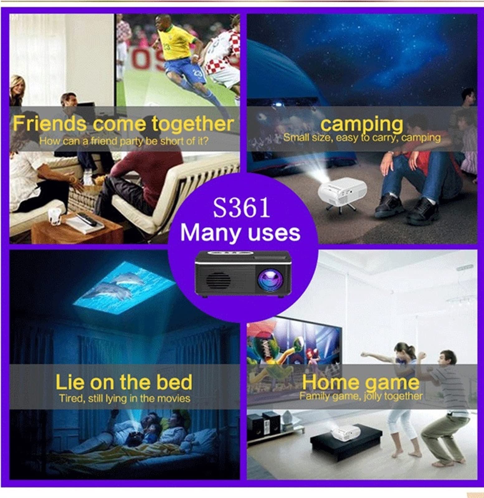 SVIOR 1080P Portable Mini Projector - Wireless Home Theater Projector for iPhone & Android | Ideal for Movies, Gaming & Outdoor Camping