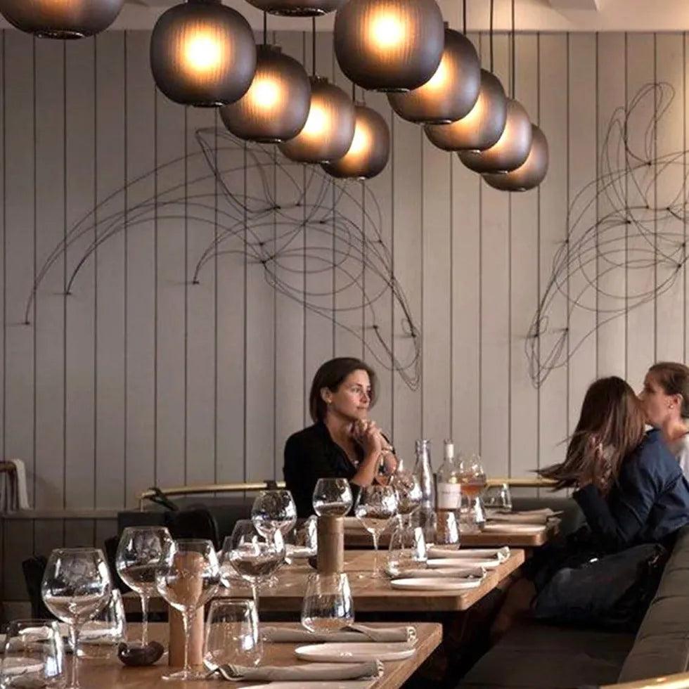 Smoky Gray Frosted Glass Pendant Light Fixture - Modern Industrial Ceiling Lighting for Kitchen Island, Dining Room & Bedroom Decor