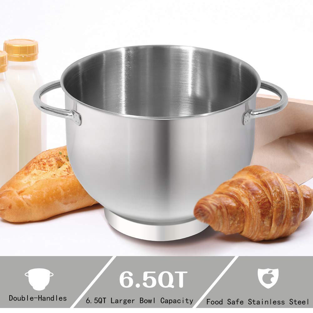 Aucma 6.5-QT 660W Stand Mixer - 6-Speed Tilt-Head Electric Kitchen Mixer with Dough Hook, Wire Whip & Beater (Blue) - Perfect for Baking Cakes, Cookies, Bread & More
