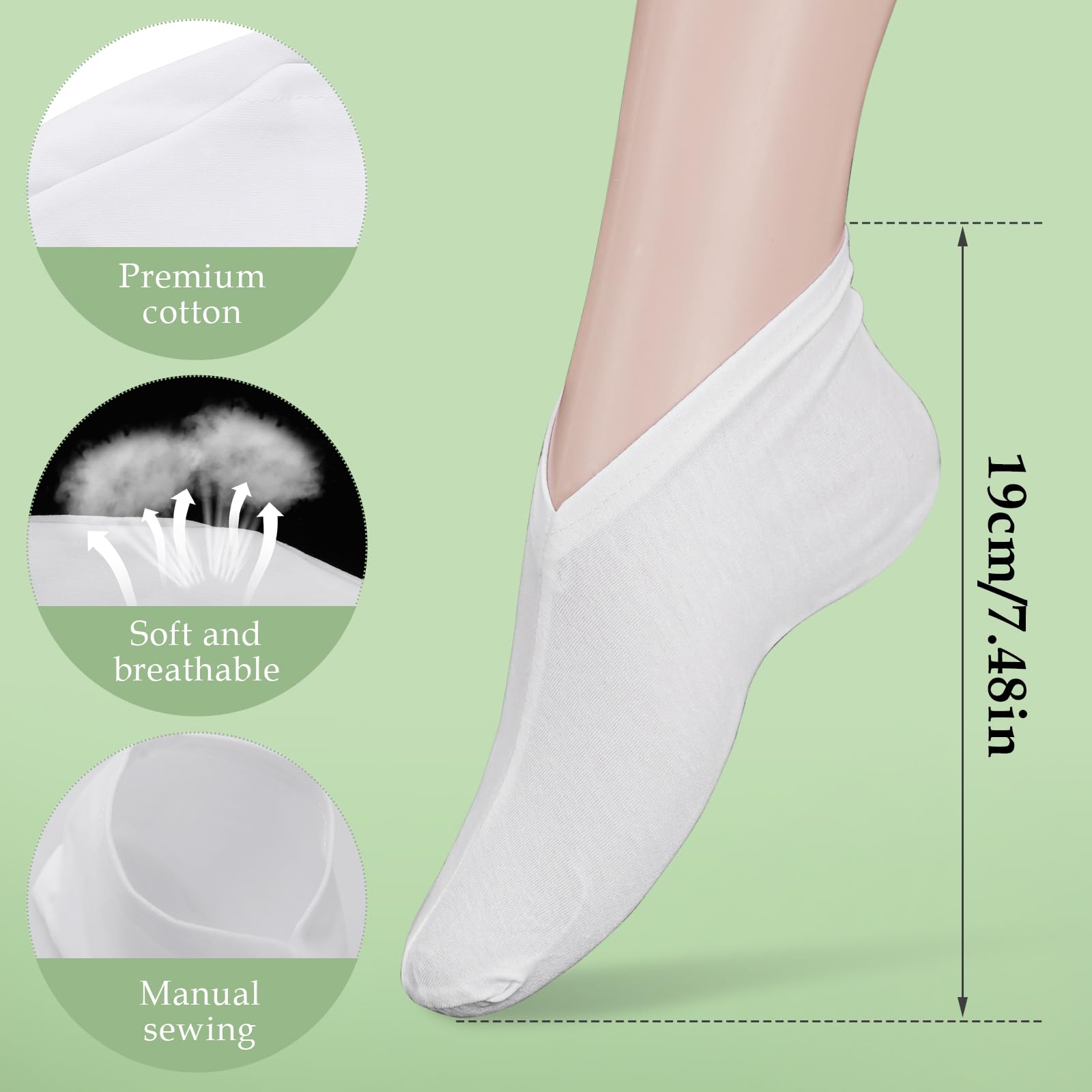 4 Pairs Moisturizing Cotton Socks for Dry Feet - Lightweight & Breathable Overnight Lotion Socks for Women & Men - Perfect for Sleeping, Spa, and Cracked Heel Care