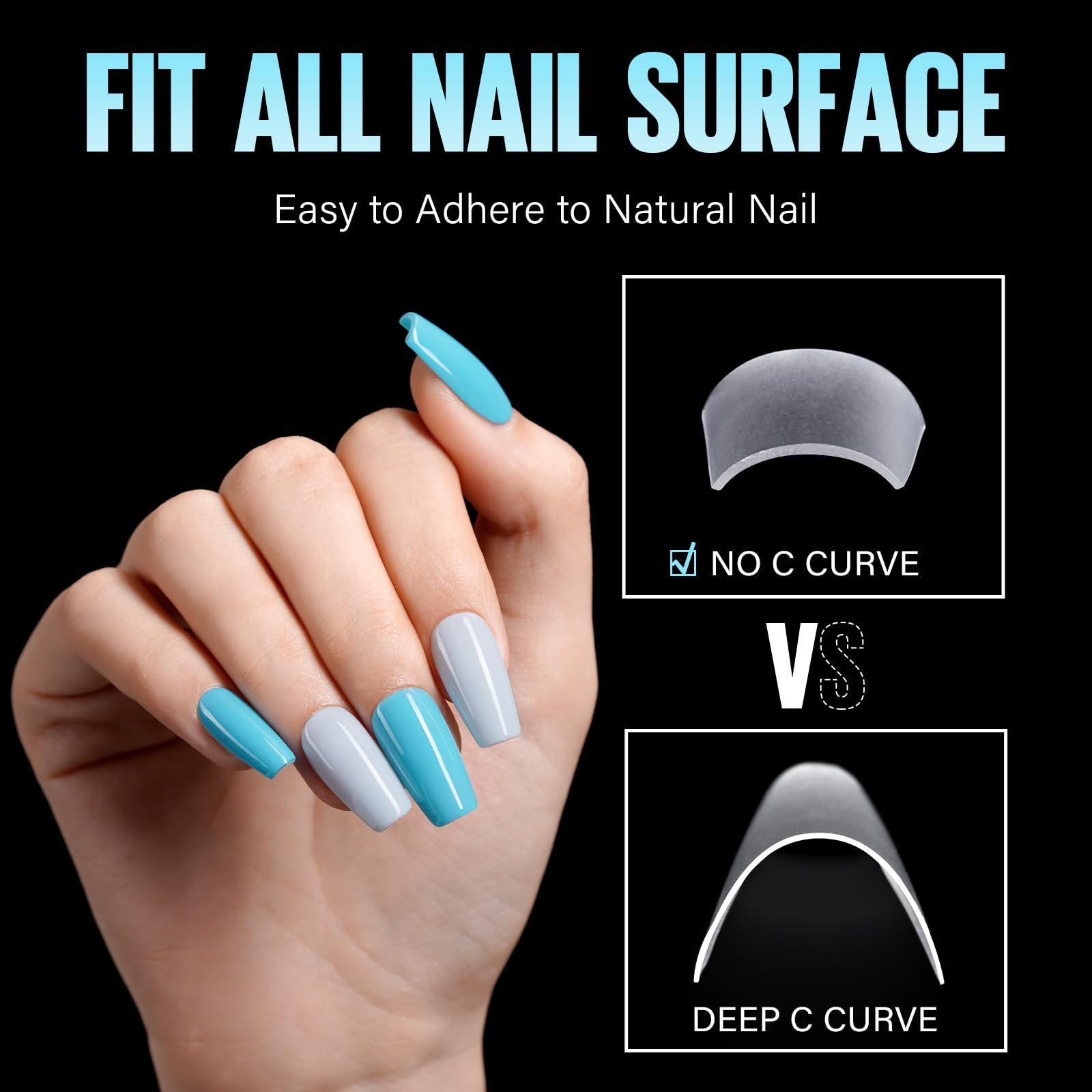 TOMICCA 240Pcs Short Coffin Nail Tips - Acrylic Half Cover Artificial Nails, 12 Sizes Matte Gel Nail Extensions for Beginners & Professionals | DIY Manicure, Salon Nail Art, Home Nail Care