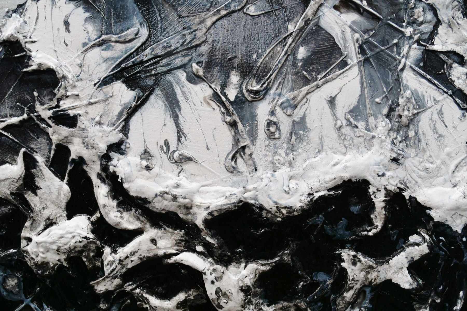 Bliss 190cm x 100cm Black White Textured Abstract Canvas Art - Modern Wall Decor for Living Room, Bedroom & Office