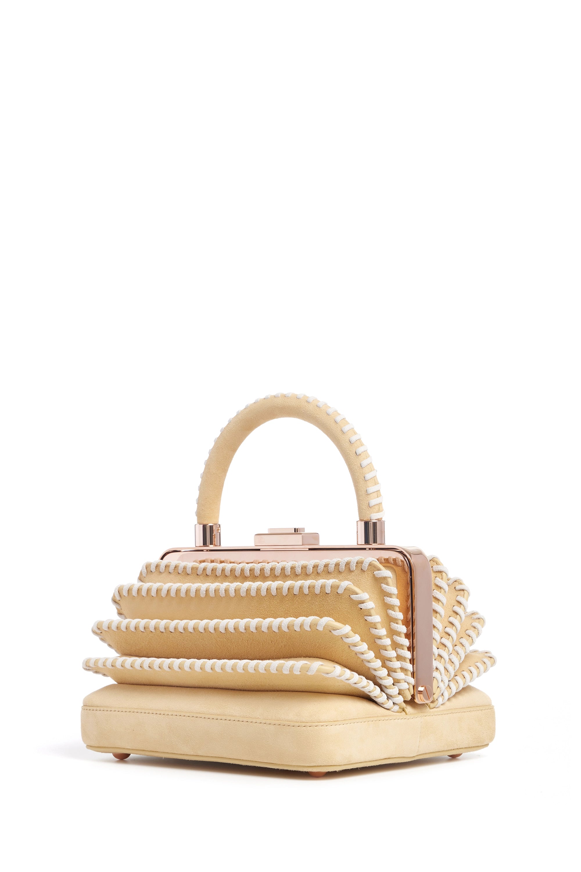 Whipstitch Diana Bag in Nude Suede - Premium Leather Crossbody Purse for Women, Fashionable Shoulder Bag with Adjustable Strap, Perfect for Work, Travel & Everyday Use