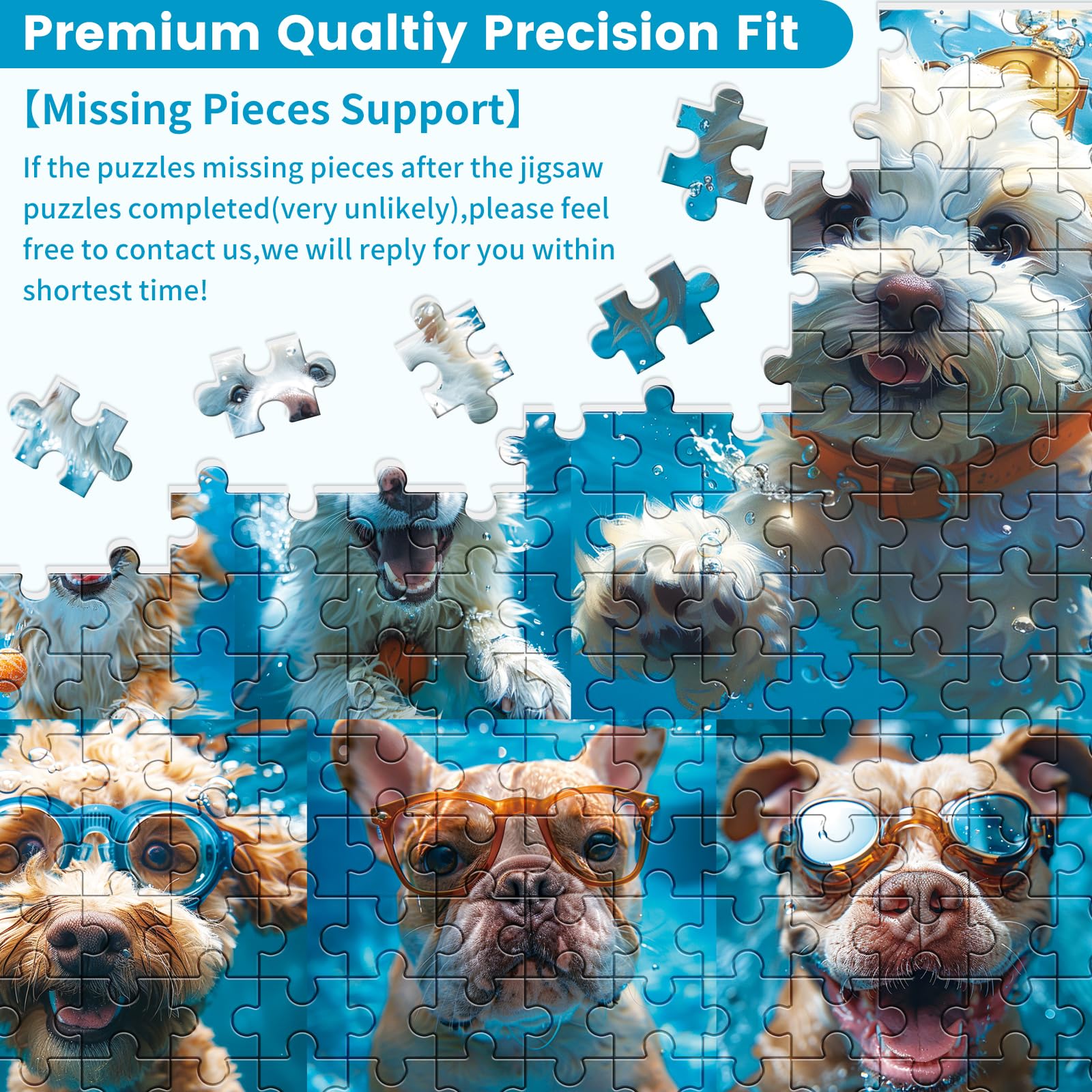 500-Piece Jigsaw Puzzle for Adults - Funny Underwater Dogs & Puppies Animal Puzzle, 20.5x15 Inch Family Game for Birthday Parties, Stress Relief & Home Decor | Perfect Gift for Kids & Adults