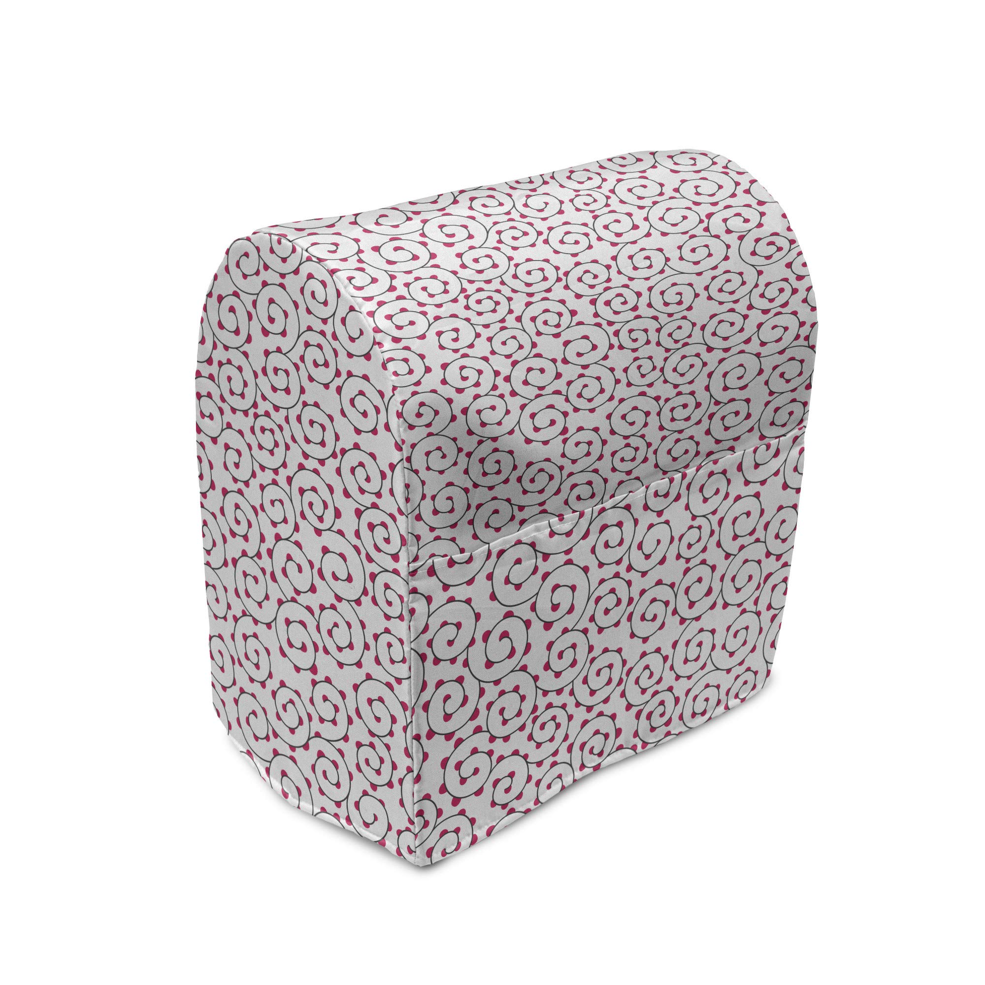Ambesonne Abstract Stand Mixer Cover - Curling Tree Branches with Berries Print, White & Hot Pink Kitchen Appliance Organizer with Pocket (Fits 6-8 Quart Mixers) | Perfect for Baking, Kitchen Organization & Countertop Decor