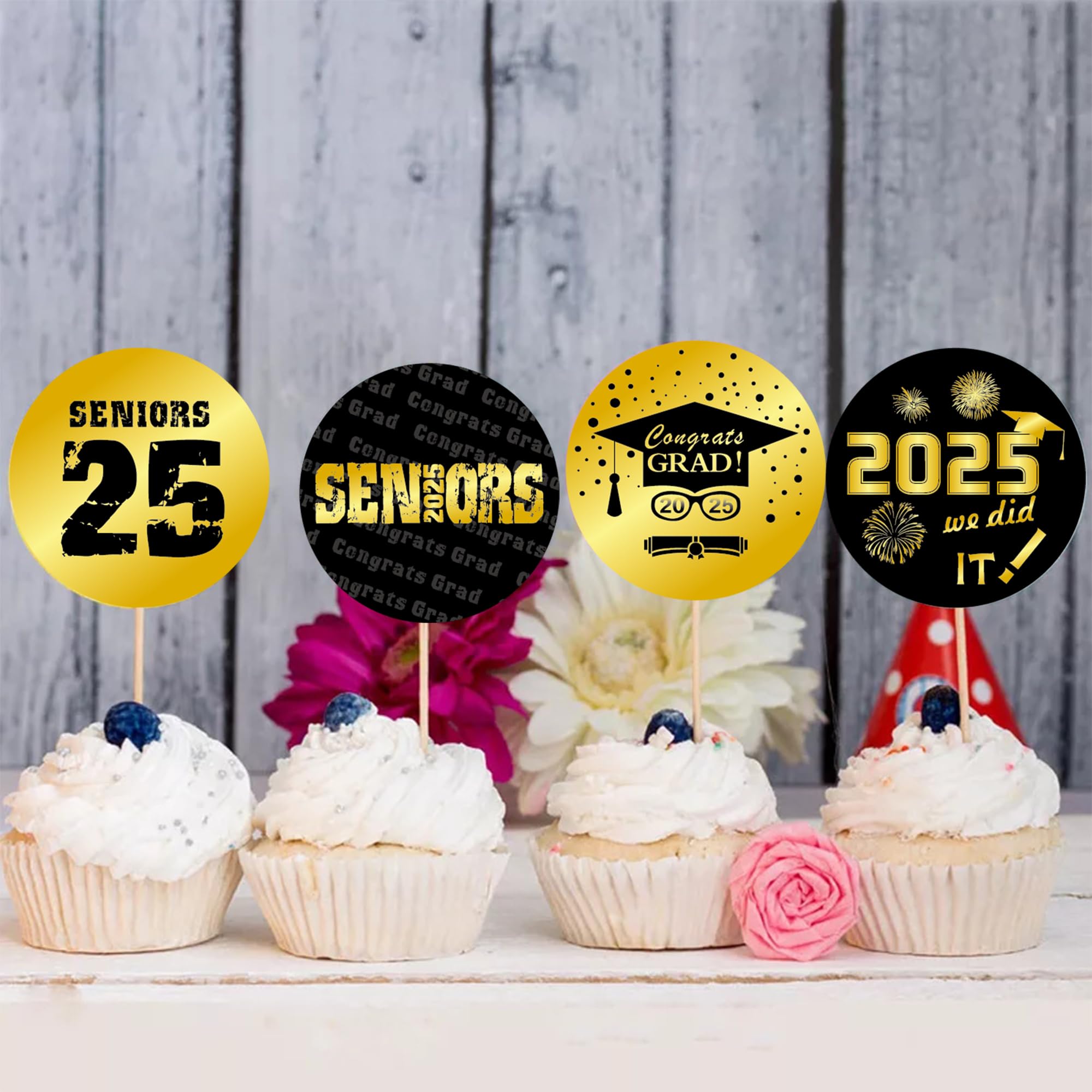Lucleag 360 PCS 2025 Graduation Stickers - Class of 2025 Gold & Black Round Seal Stickers for Envelopes, Cards, Party Decorations - Perfect for Graduation Invitations, Diploma Covers, Candy Wraps and School Celebration Supplies
