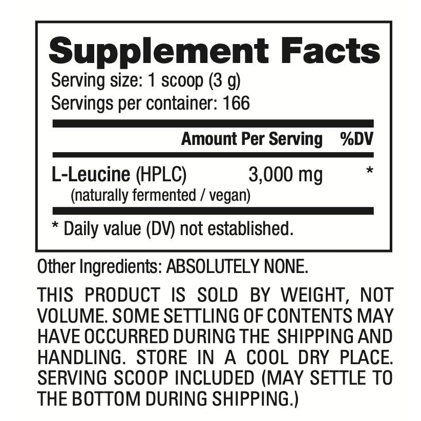 NutraBio Pure L-Leucine Powder for Muscle Recovery & Growth - Unflavored Amino Acid Supplement for Athletes & Bodybuilders - Pre & Post Workout, Protein Shakes, Smoothies