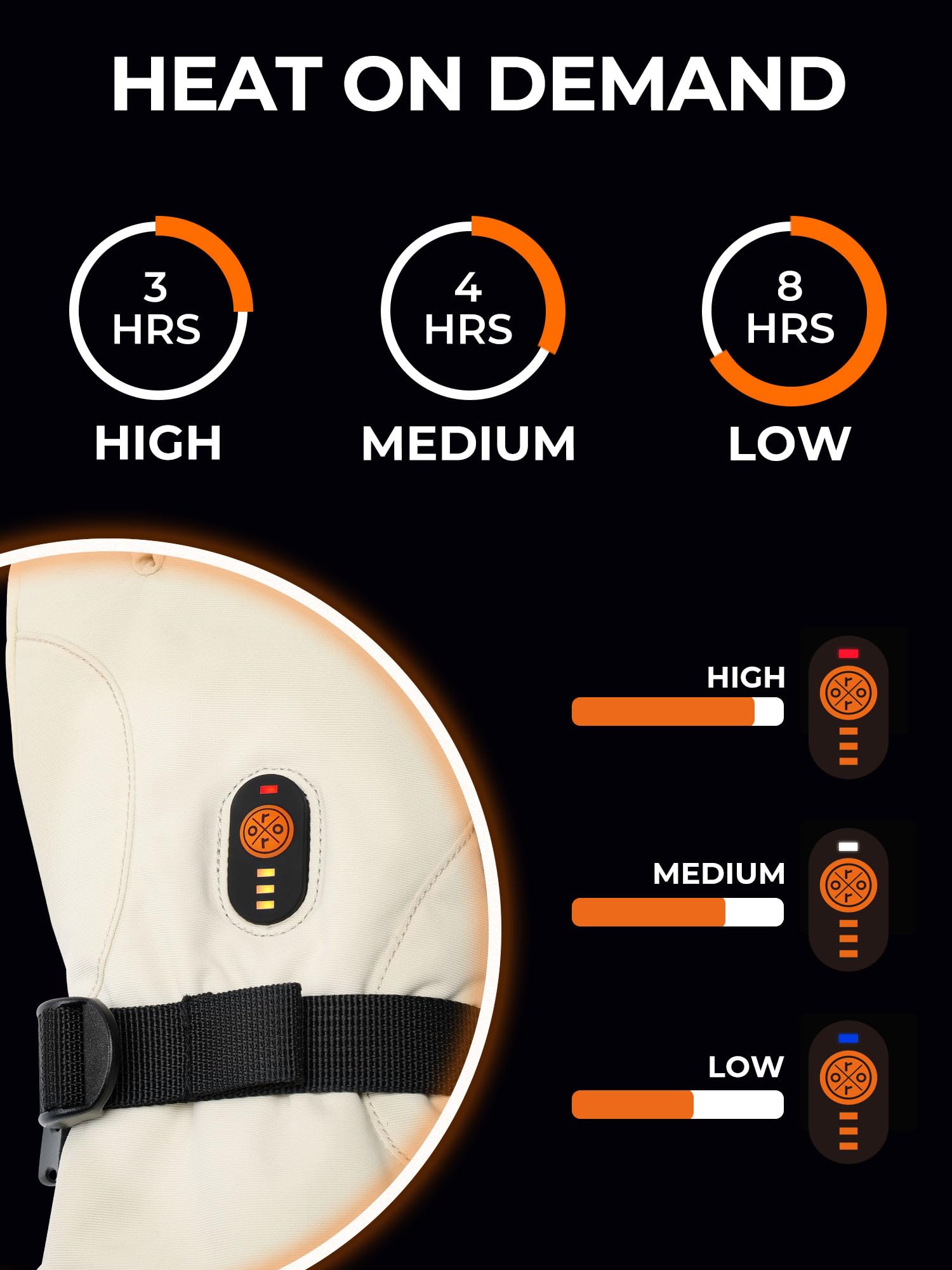 ORORO Rechargeable Heated Gloves for Men & Women - Electric Warming Gloves for Hiking, Skiing, Motorcycle Riding - Perfect for Cold Weather Outdoor Activities