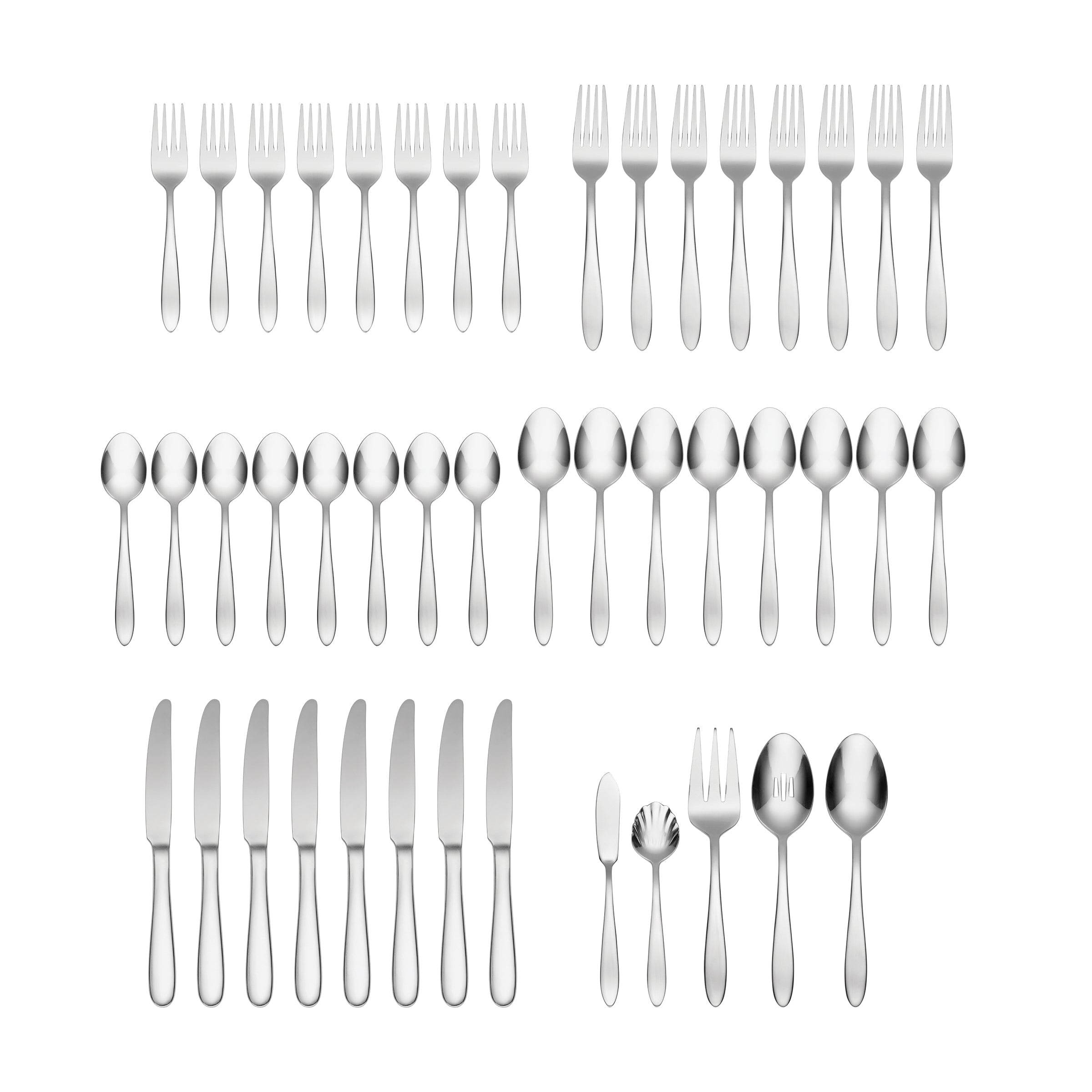 Premium Mooncrest 45-Piece Stainless Steel Flatware Set - Service for 8 - Elegant Dining Utensils for Everyday Use & Special Occasions
