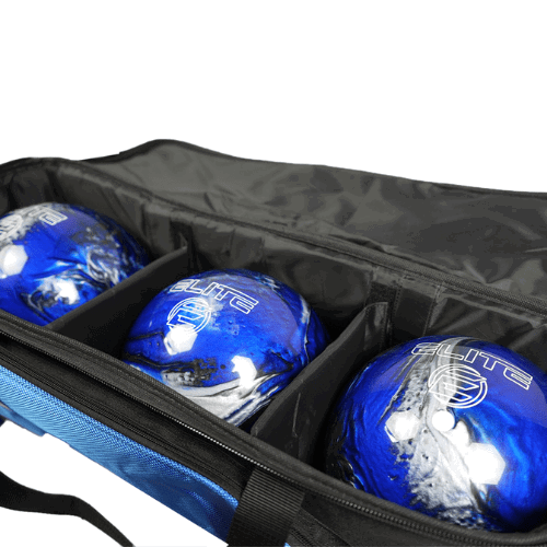 ELITE 3 Ball Slim Triple Tote Bowling Bag with Shoe Compartment & Accessory Pouch - Black/Royal | Perfect for League Play, Tournaments & Practice Sessions