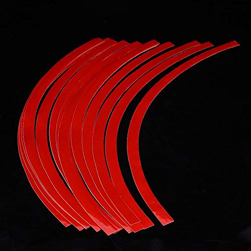 Reflective Wheel Decals for Cars & Motorcycles - Universal Reflective Pinstripe Tape Sticker, 6 Colors (Bright Red) - Enhance Night Visibility & Safety for Road Trips, Commuting & Cycling