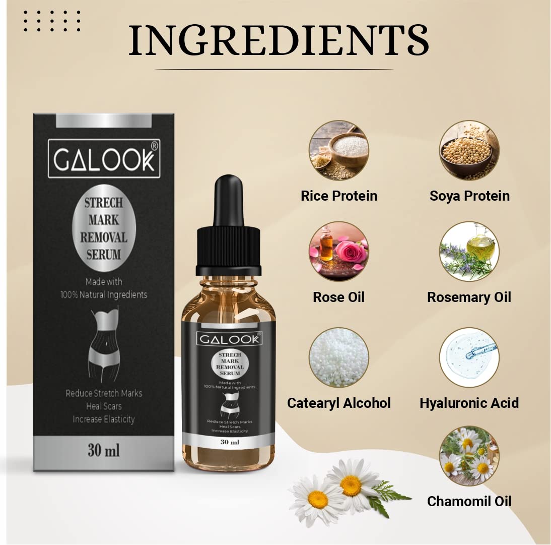 Galook Organic Bio Oil for Stretch Marks & Scar Removal - Pregnancy Safe Serum Cream for Women, Anti-Cellulite & Hyperpigmentation Treatment | Postpartum Care & Skin Repair Solution