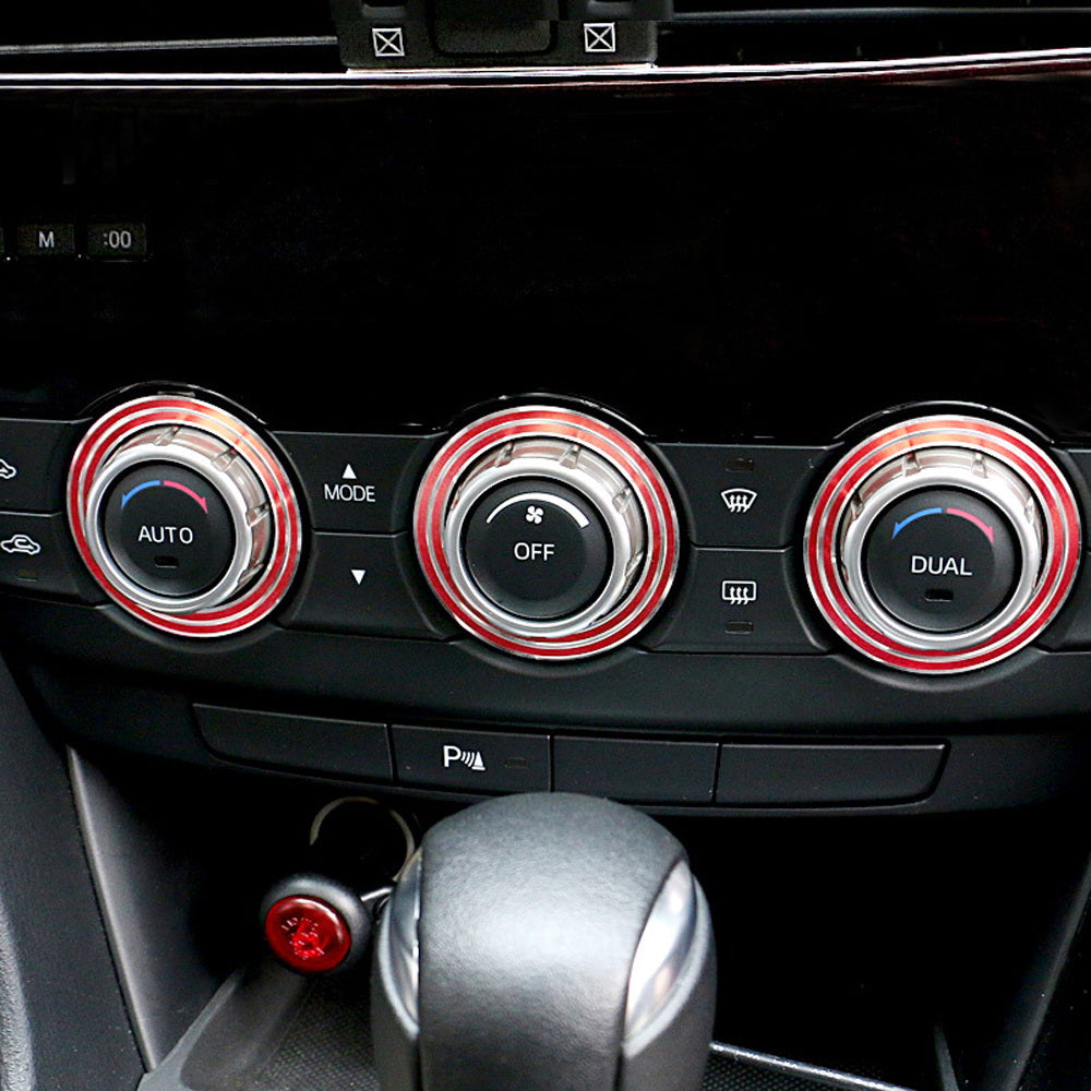 3PCS Red AC Climate Control Switch Knob Rings for 2013-2015 Mazda CX-5 Grand Touring - Upgrade Interior & Enhance Driving Comfort