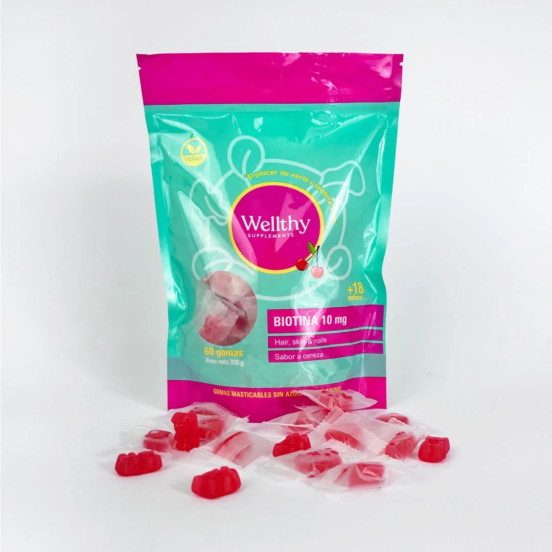 Biotin Gummies Cherry Flavor - Hair Growth & Nail Strength Supplement for Women & Men - Perfect for Daily Health & Beauty Routine