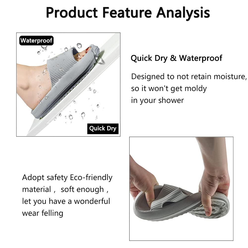 Cloud Slippers for Women & Men - Non-Slip Pillow Slippers with Thick Cushion Sole | Ultra Comfortable Shower Slides & Bathroom Sandals | Perfect for Spa, Home Relaxation & Indoor Use