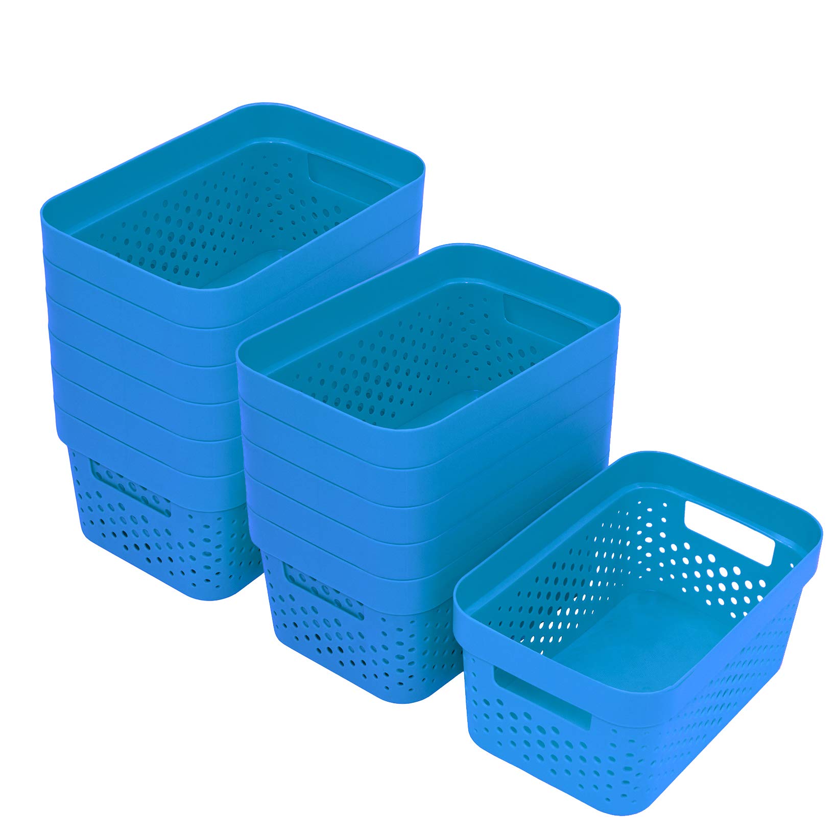 12-Pack Glad Plastic Storage Baskets with Handles | 1 Gallon Nesting Shelf Bins for Pantry, Bathroom & Linen Closet Organization | Space-Saving Under Counter Storage Solution | Perfect for Kitchen, Bath & Home Organization