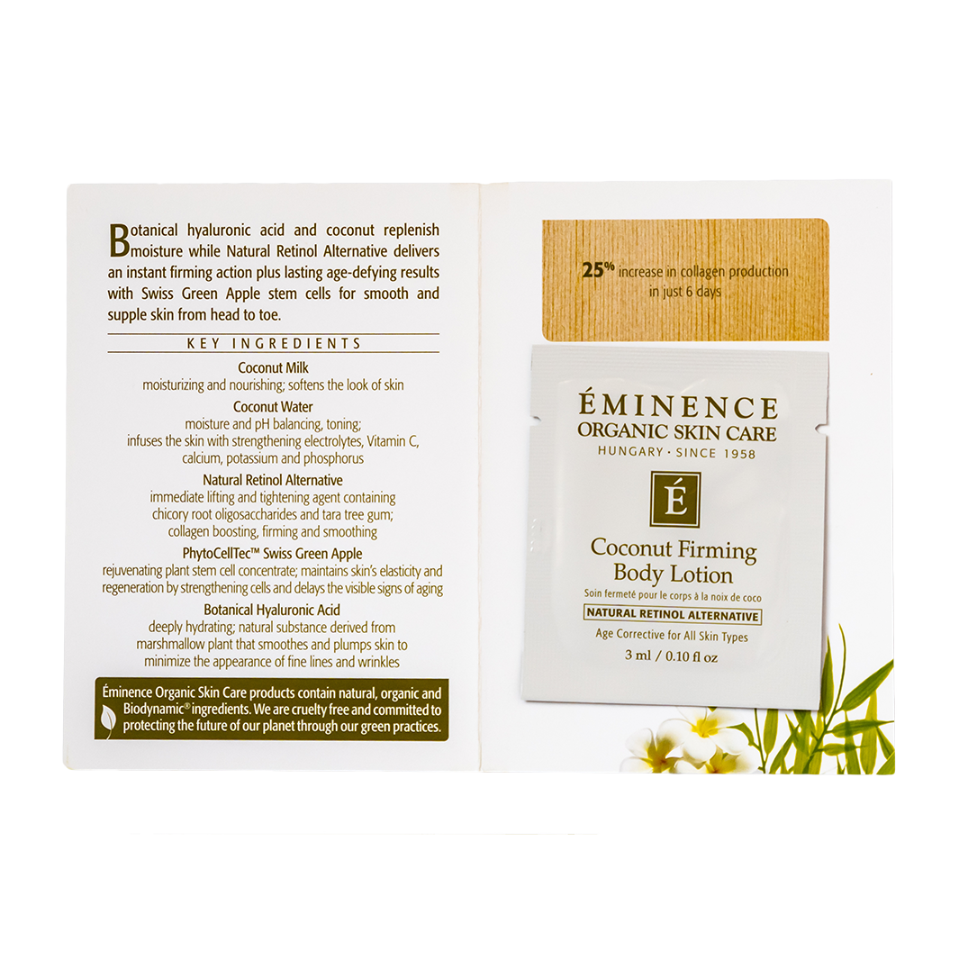 Eminence Organics Coconut Firming Body Lotion - Hydrating & Tightening Moisturizer for Dry Skin - Perfect for Post-Shower & Daily Body Care Routine