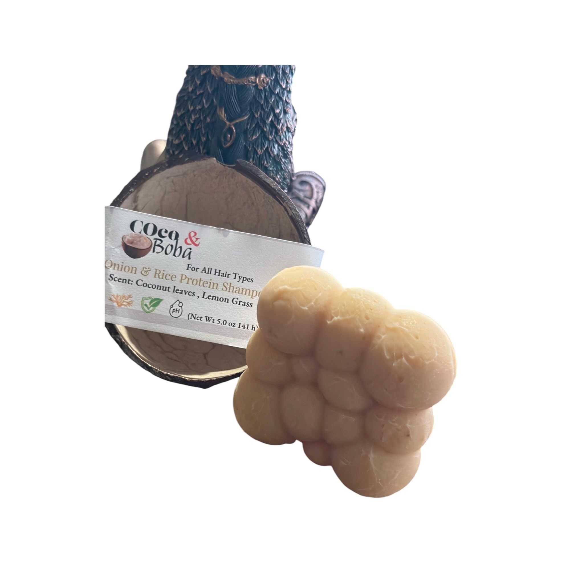 Organic Chebe Seamoss & Marshmallow Root Shampoo Bar for Hair Growth - Natural Nourishing Vegan Hair Care - Perfect for Dry, Damaged Hair & Scalp Health at Home or Travel