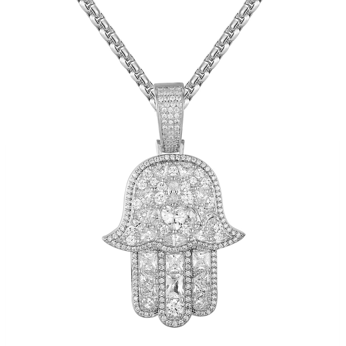 Hamza Hand Sterling Silver Pendant - Custom Islamic Jewelry for Men & Women - Perfect for Hip Hop Fashion & Spiritual Protection