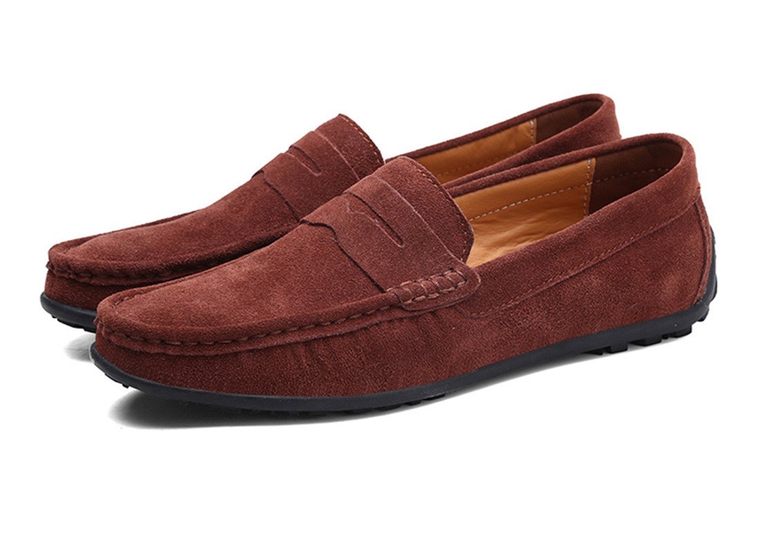 Stylish Men's Suede Leather Penny Loafers - Comfortable Slip-On Driving Moccasins & Boat Shoes for Casual Wear, Office, and Outdoor Activities