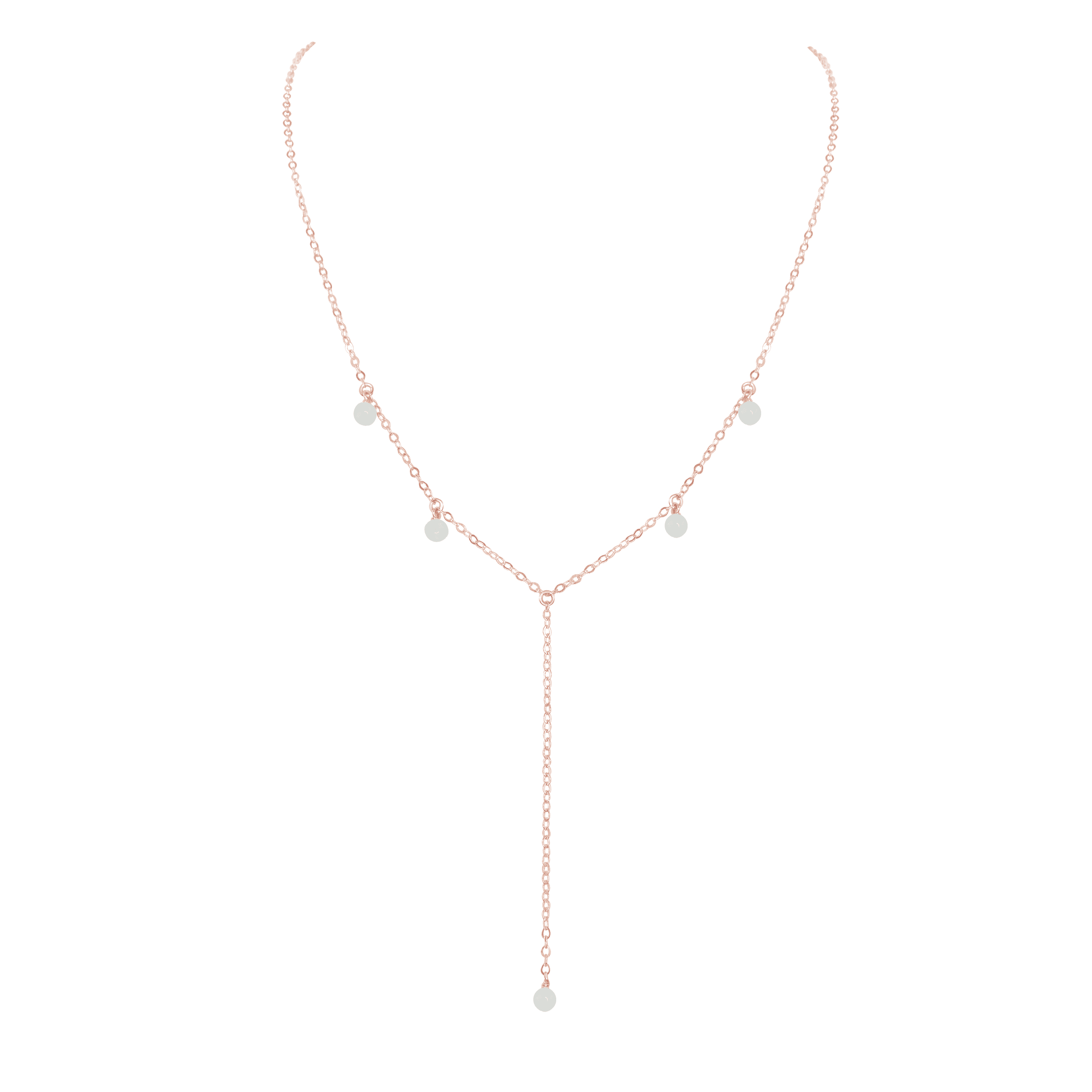 White Moonstone Crystal Boho Lariat Necklace - Elegant Handmade Jewelry for Women | Perfect for Boho Chic, Festival, Wedding & Everyday Wear