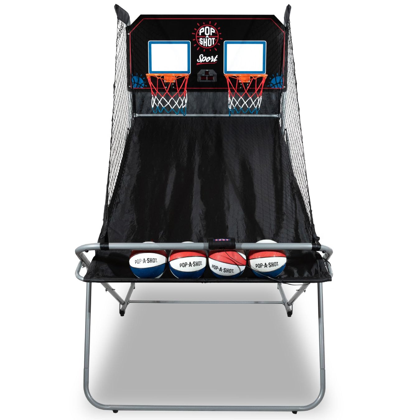 Pop-A-Shot Dual Shot Sport Arcade Basketball Game - Home Edition with Paddle Scoring Hoop, 10 Game Modes & 4 Balls | Foldable Design for Easy Storage | Fun Indoor Sports Activity for Kids, Teens & Adults | Perfect for Game Rooms, Basements & Family Gatherings