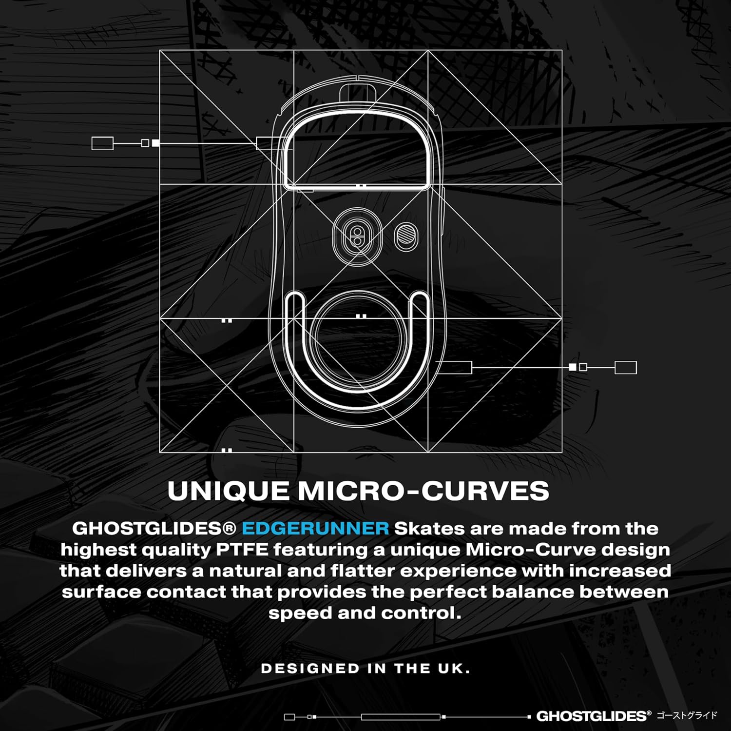 GHOSTGLIDES EDGERUNNER Skates for Logitech G Pro X Superlight 2 Gaming Mouse - Ultra Smooth Gliding Feet for Esports & FPS Gaming - Perfect for Competitive Gamers & Professional Streamers