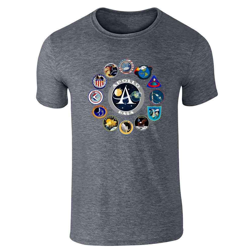 Vintage NASA Apollo Mission Patches Graphic T-Shirt for Men - Retro Space-Themed Tee for Casual Wear, Cosplay & Space Enthusiasts
