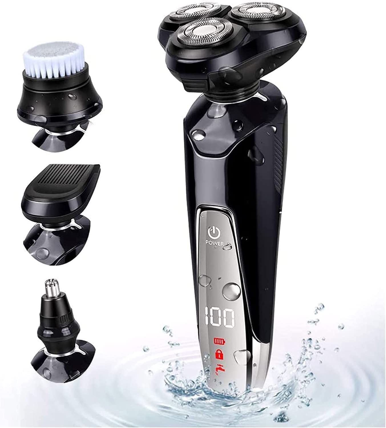 Best Electric Shavers for Men - Rechargeable Cordless Wet/Dry Rotary Shaver with LED Display - Perfect for Bald Head Shaving & Travel Use