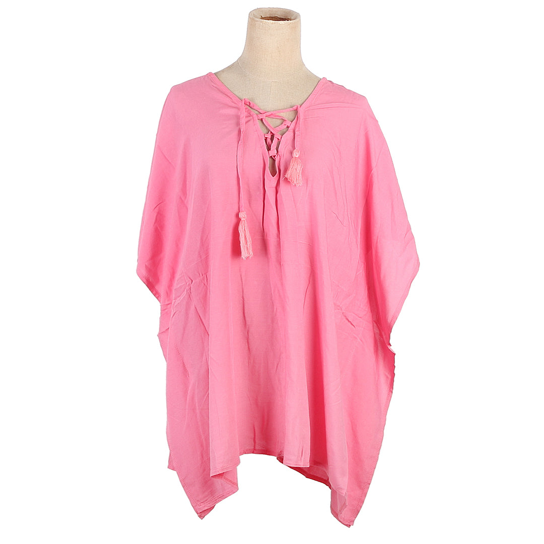 Nikki Solid Pink Swim Cover Up - Lightweight Beach Dress for Women | Perfect for Poolside, Vacation, and Summer Outings