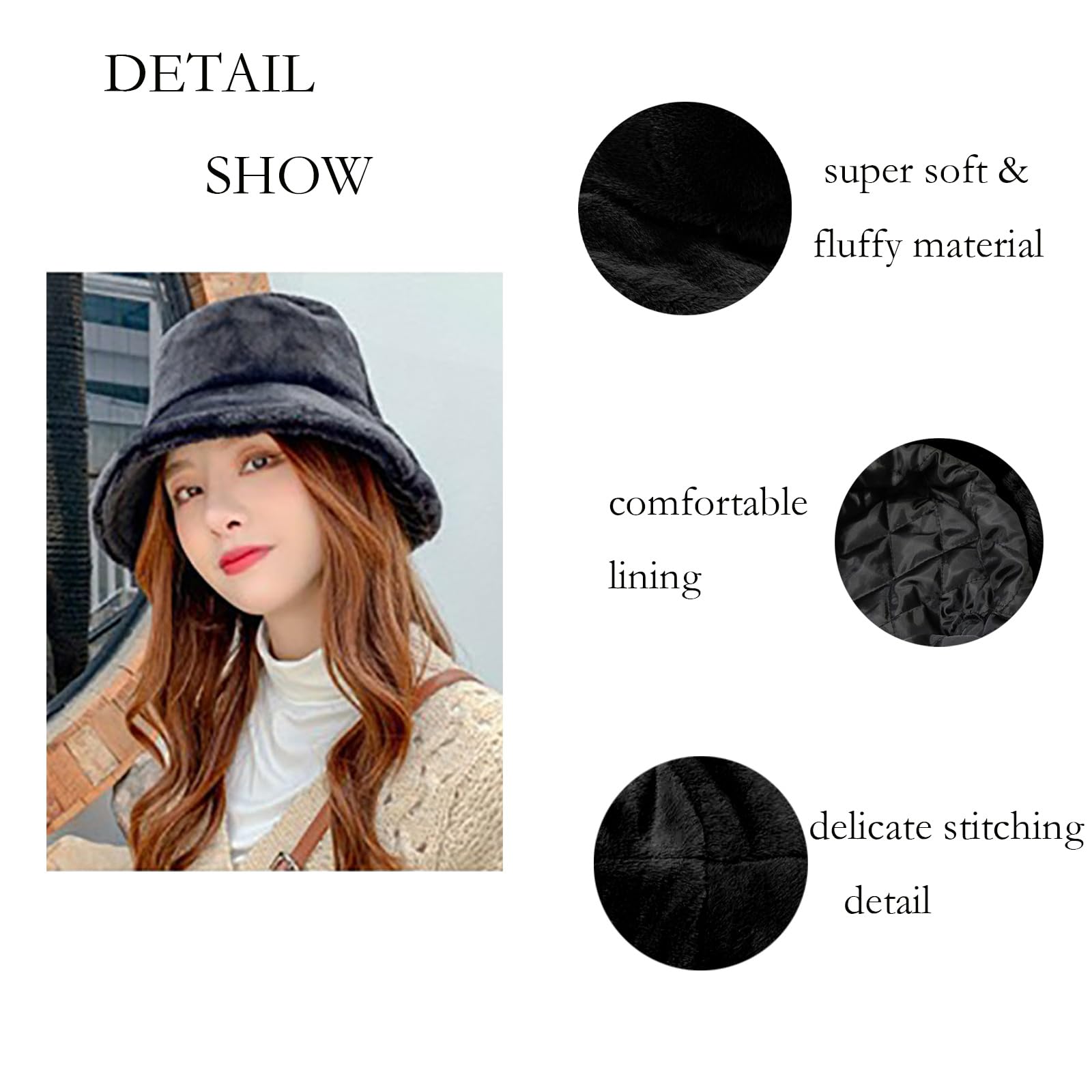 Winter Faux Fur Bucket Hat - Soft Fluffy Warm Unisex Beanie for Women & Men - Cozy Fisherman Style Hat for Teens & Girls - Perfect for Snow Days, Outdoor Activities & Fashion Accessories