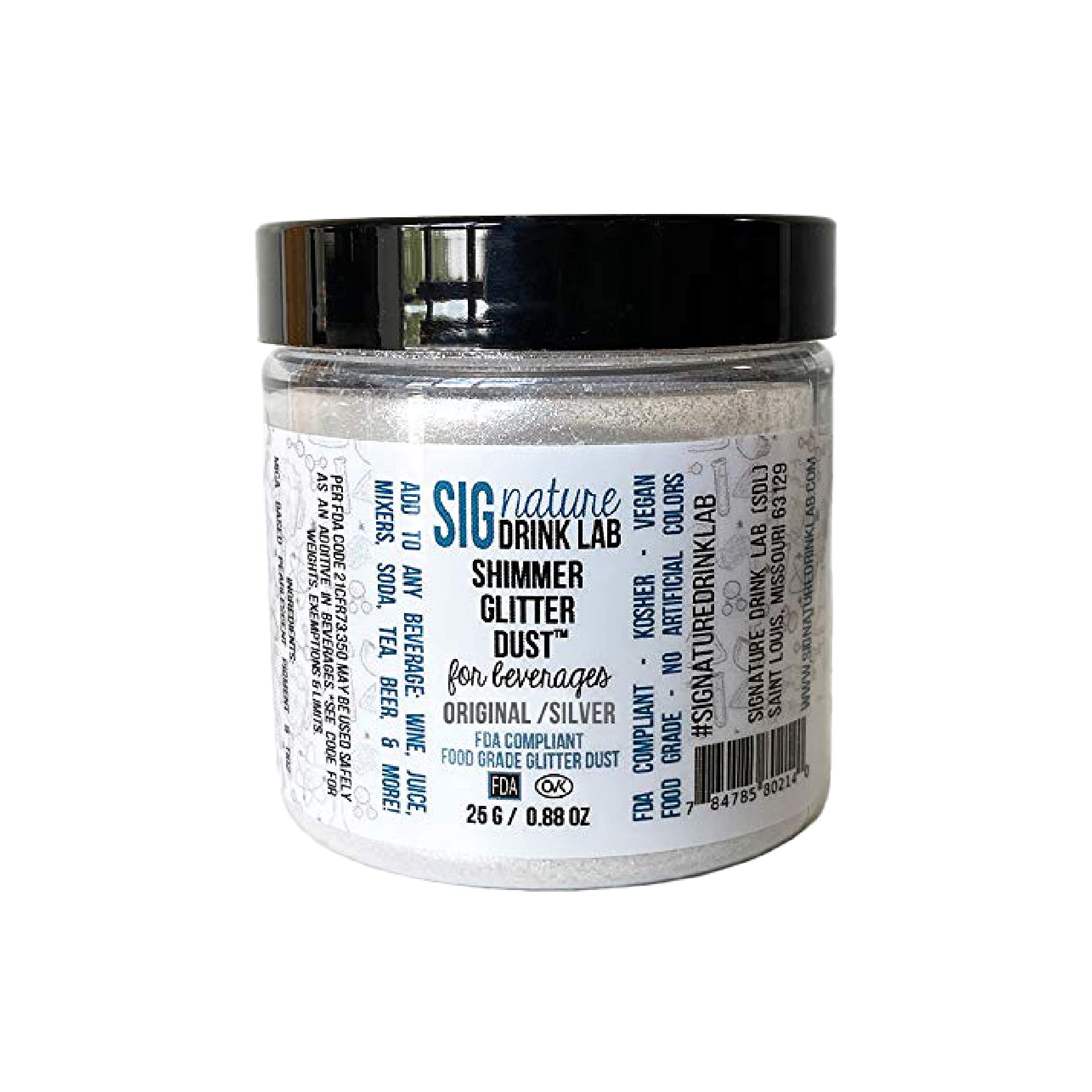 Edible Glitter for Drinks - Food Grade Silver Shimmer Dust for Cocktails, Beer, Wine, Cakes & Desserts - 25g | Safe, Non-Toxic & Vegan-Friendly for Party Decorations & Baking