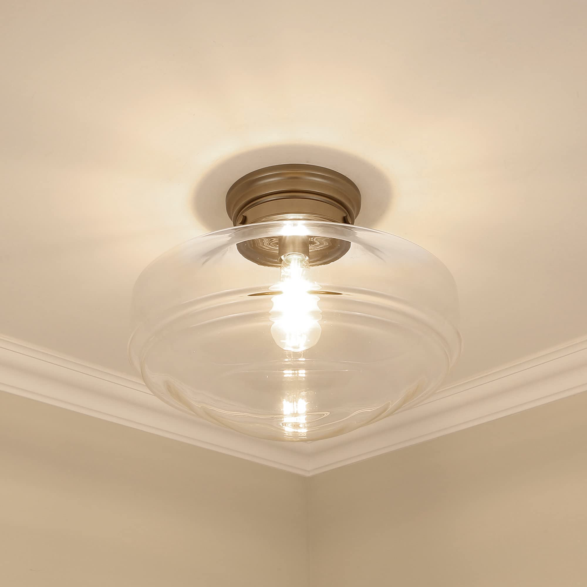 Vintage Style Matte Black Semi-Flush Mount Ceiling Light with Milk Glass Shade - Perfect for Dining Room, Bedroom, or Hallway Lighting