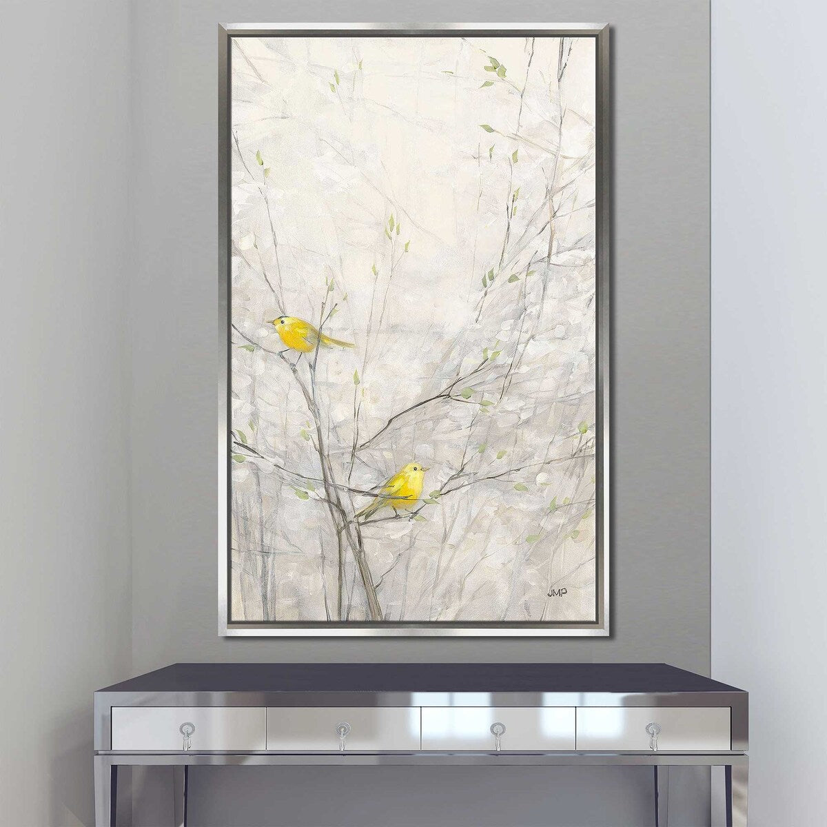 Birds in Trees II Canvas Wall Art - Modern Floating Frame Print for Living Room, Bedroom & Office Decor