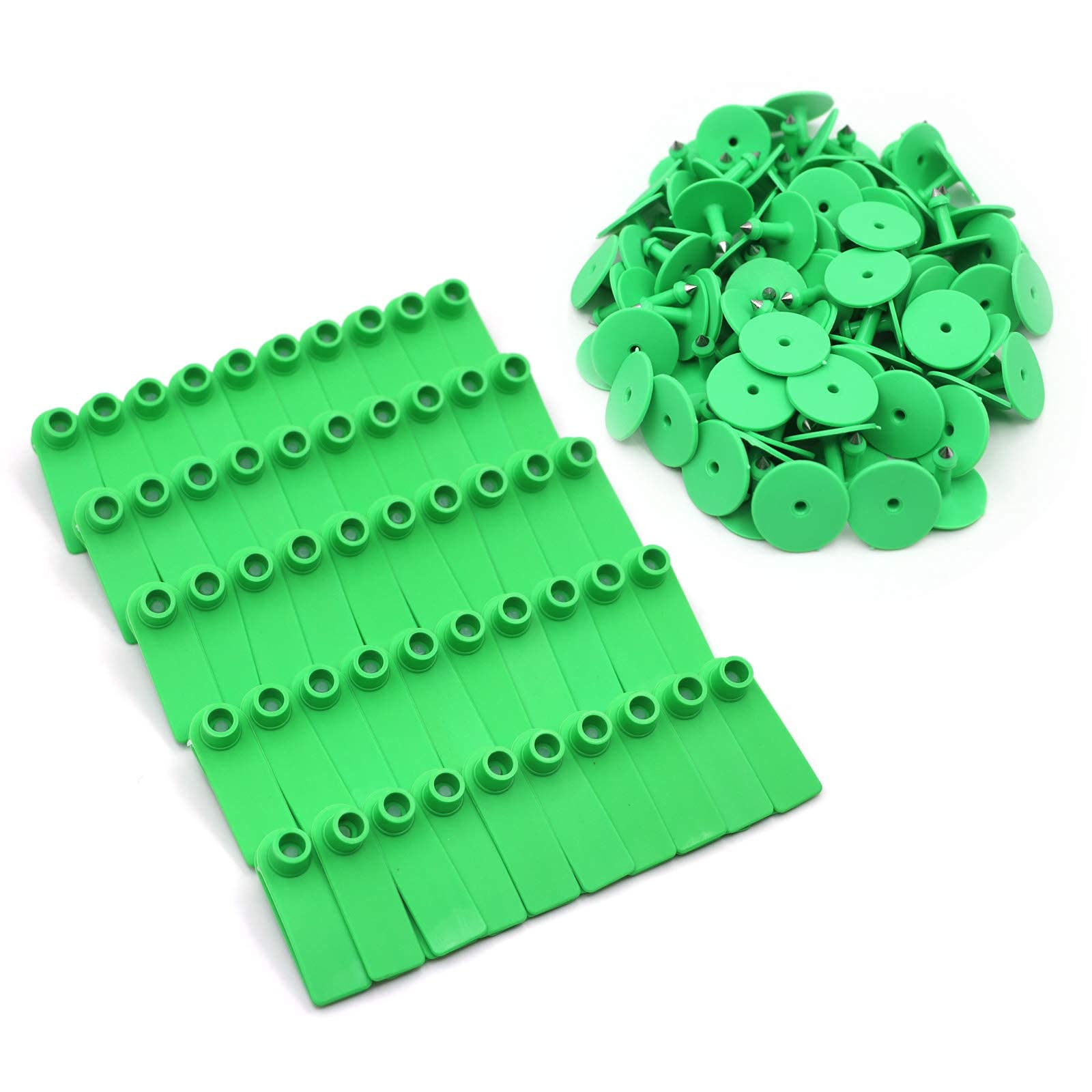 MINYULUA 100-Piece Blank Livestock Ear Tags for Goats, Sheep, Cattle, Pigs - Durable Animal Identification Tags (Green) | Ideal for Farm, Ranch, and Livestock Management