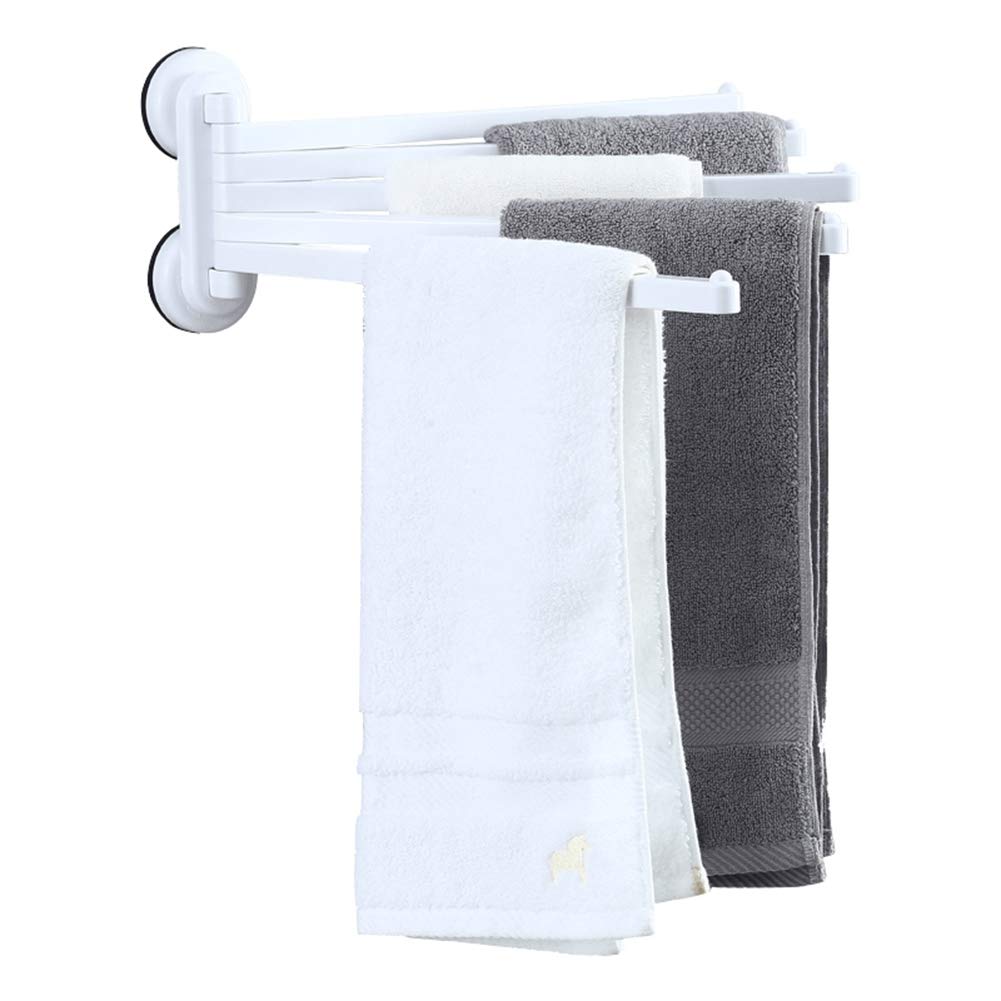 XIAOZHEN Wall Mounted Rotatable Towel Rack - No Drill Suction Cup Bathroom Towel Holder for Kitchen, Bathroom & Laundry Room Organization