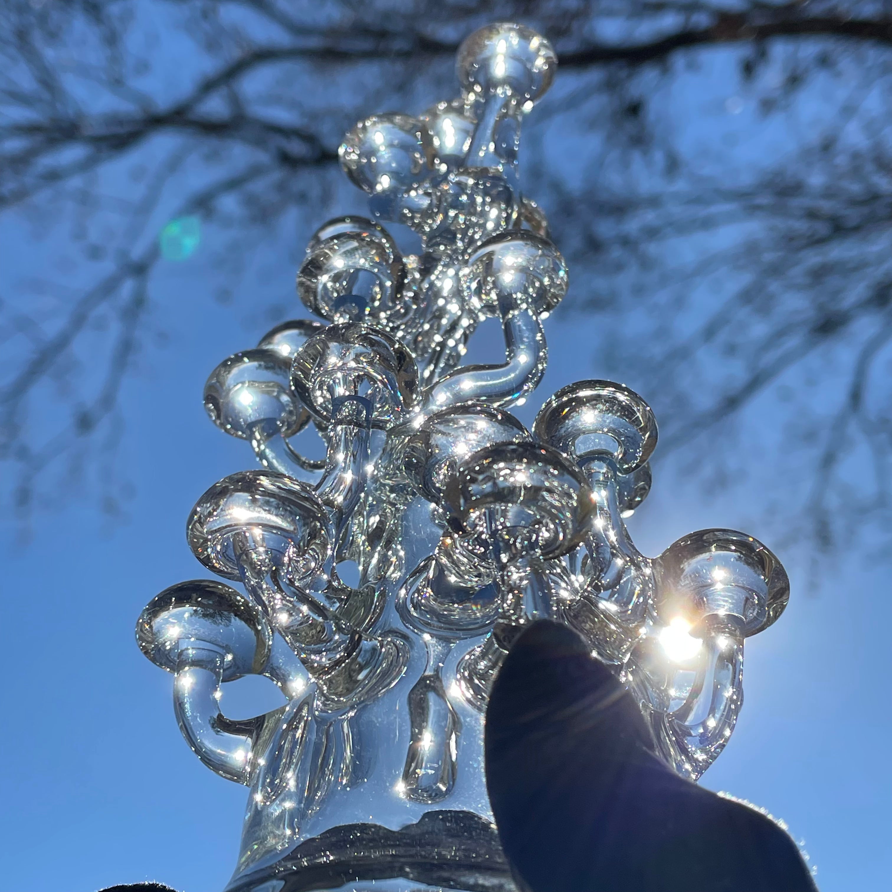 Elegant Tall Clear Glass Mushroom Sculpture - Modern Home Decor for Living Room, Office & Garden - Unique Artistic Centerpiece for Indoor & Outdoor Spaces
