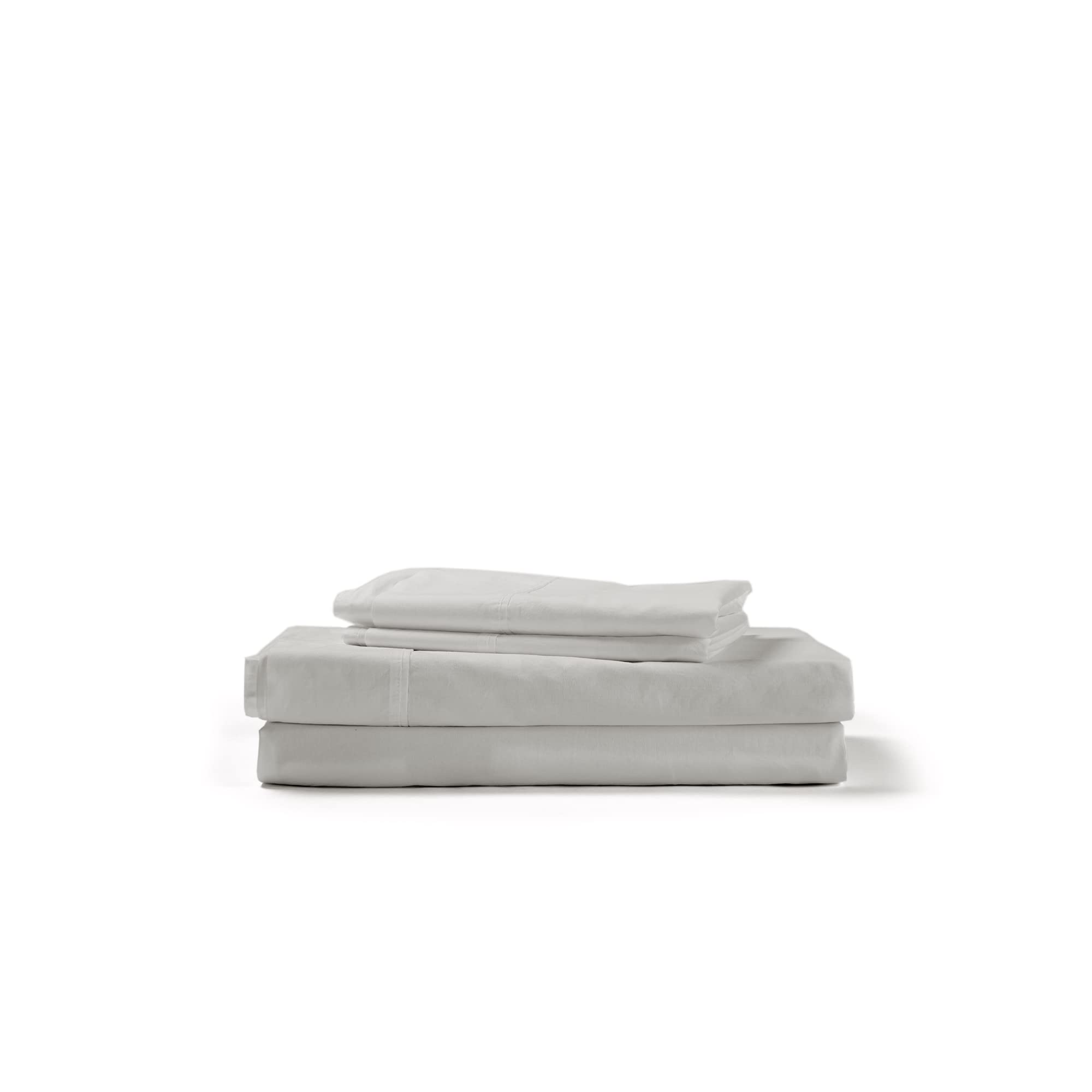 180 Thread Count 100% Cotton Percale Bed Sheet Set - Luxury Deep Pocket Fitted & Flat Sheets with 2 Pillowcases - Vintage Wash Grey Full Size Bedding - Perfect for Master Bedroom, Guest Room & Vacation Homes